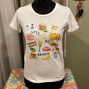 J.Crew Graphic “Lets Do Brunch” T-Shirt Size XS 🥞 🥑 🧇